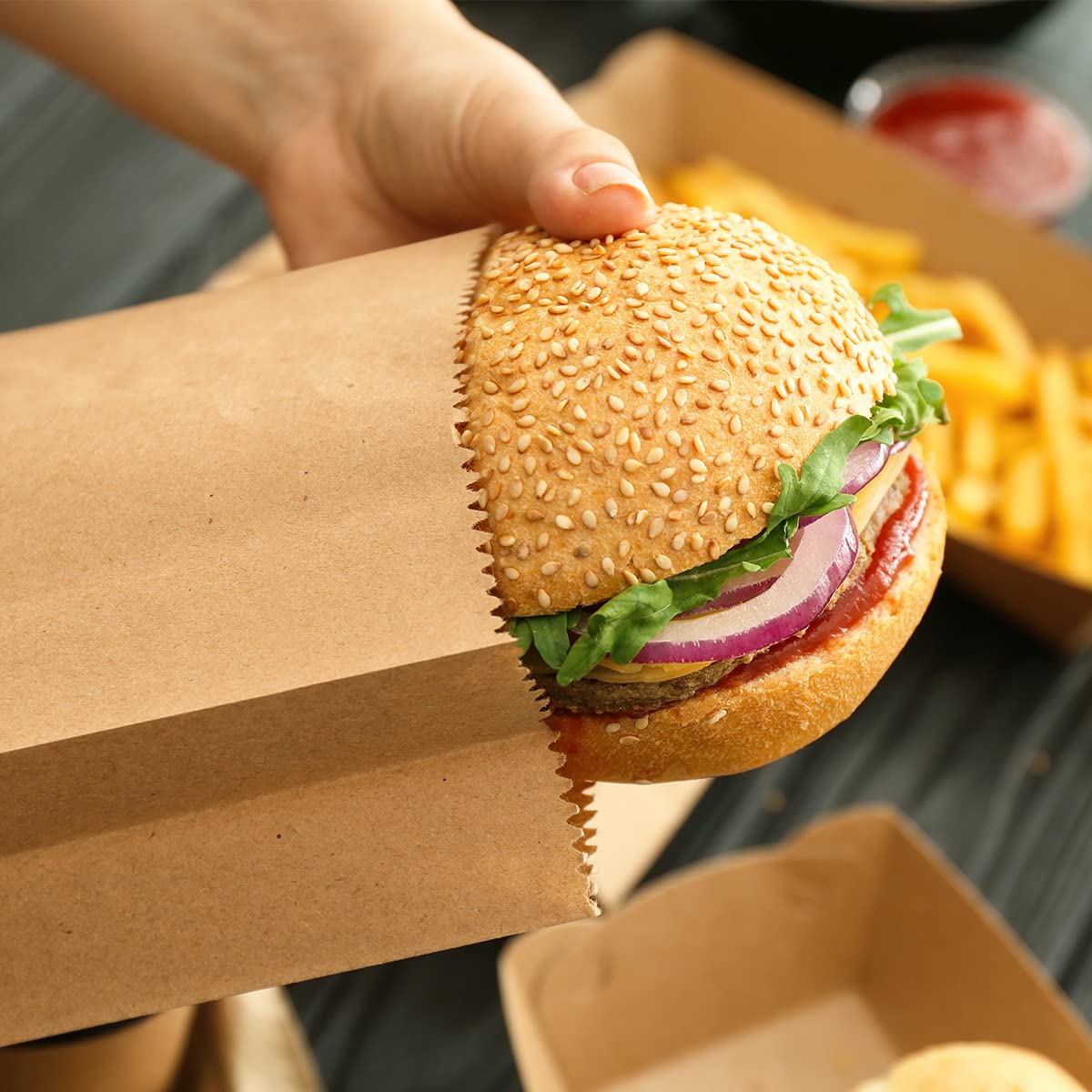 50/100 Uds bolsas de papel par - Food Grocery Snacks reseña y precio