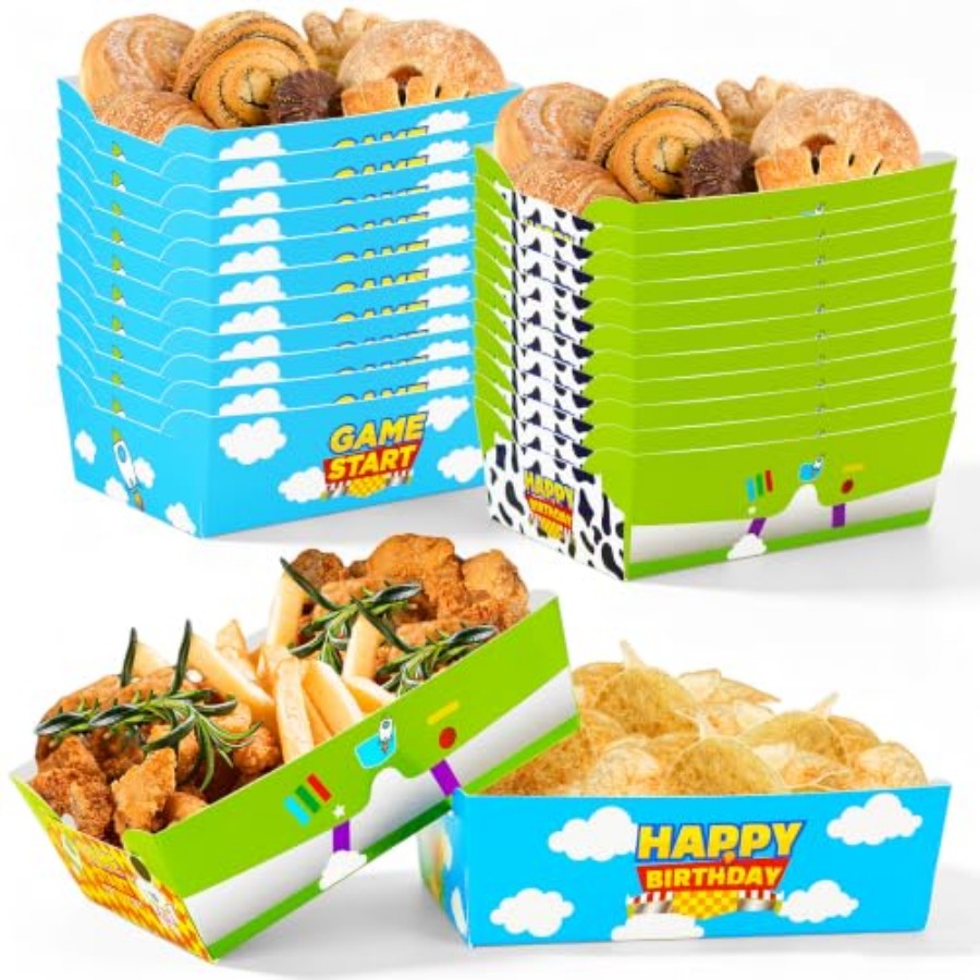 24 Bandejas de Papel Desechabl - Food Snacks Party reseña y precio